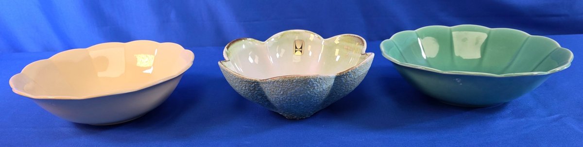 (3)  Scalloped Ceramic Bowls