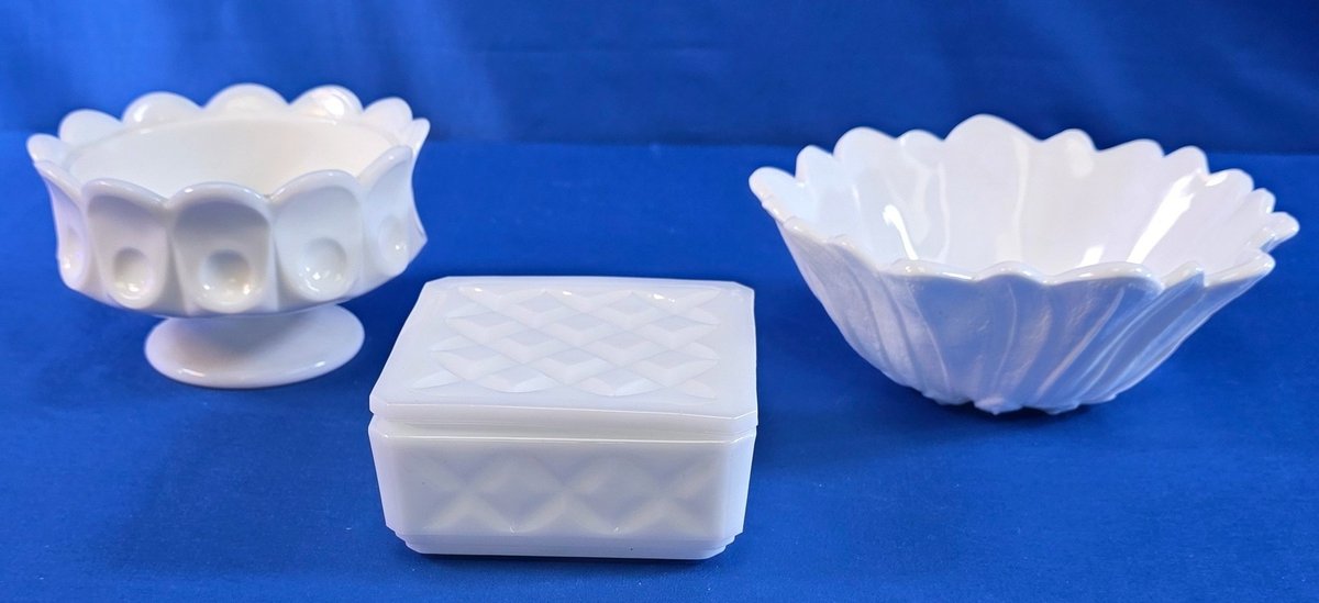 Vintage Milk Glass Bowls and Lidded Trinket Box