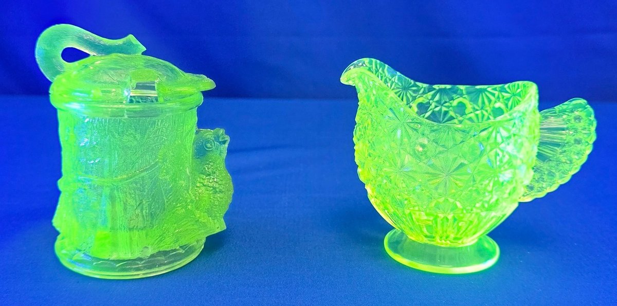 Pressed Vaseline Glass Tableware