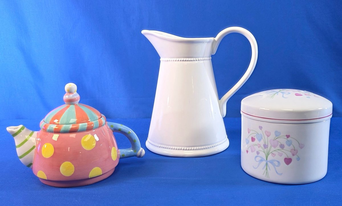 Ceramic Teapot, Pitcher & Canister