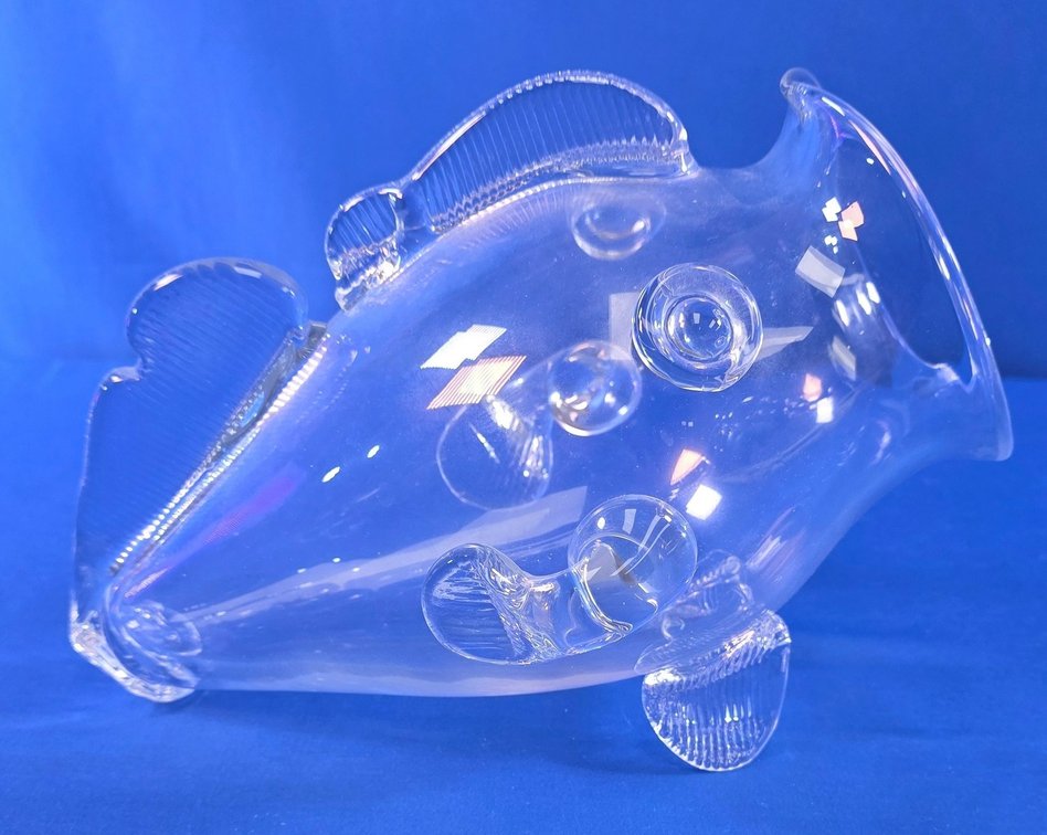 Clear Art Glass Fish Pitcher