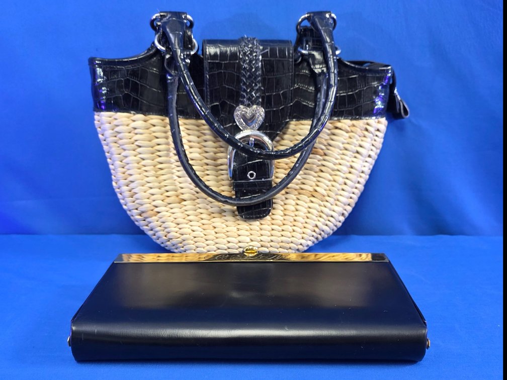Elizabeth Arden Vanity Clutch and Straw Handbag
