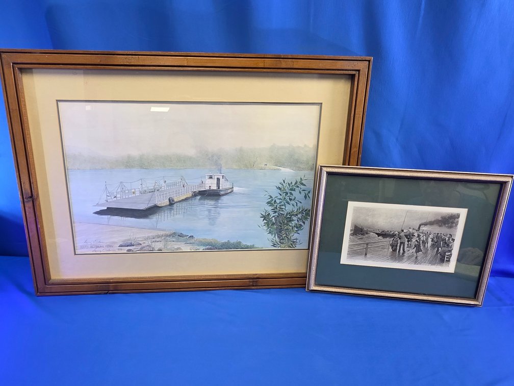 (2) Framed Artworks Including South Pittsburg Ferry' by Larry Dodson