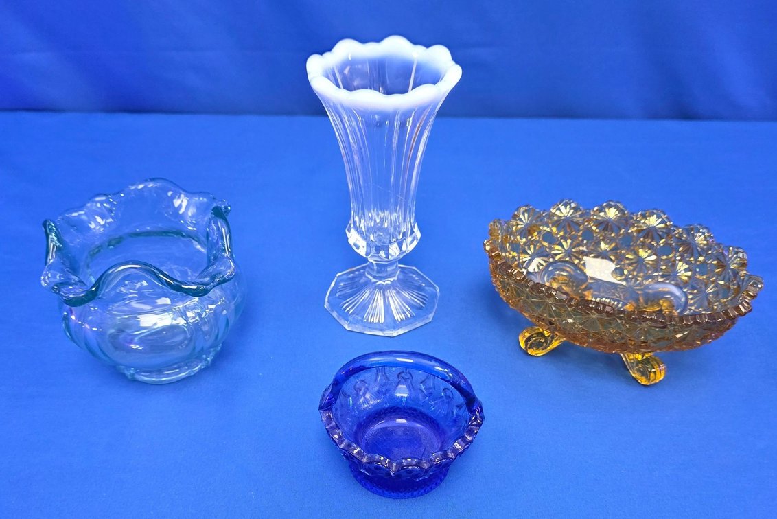 Fenton Ruffled Bowl & Assorted Decorative Glassware