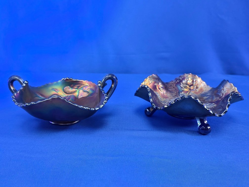 (2) Iridescent Carnival Glass Bowls Including Northwood