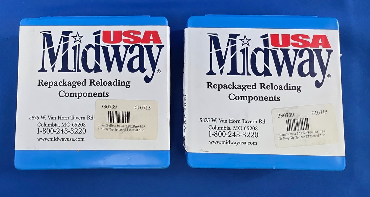 (200) pcs. of  MidwayUSA .30 Cal 168 Gr Poly Tip Bullets