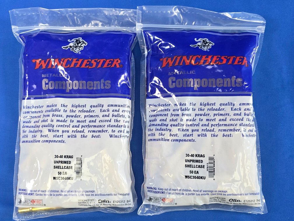 (100) pcs. of Winchester 30-40 Krag Unprimed Shellcases