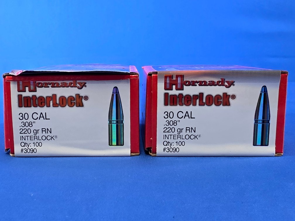 (2) Boxes of Hornady InterLock 30 Cal .308 220 gr RN Bullets (2)