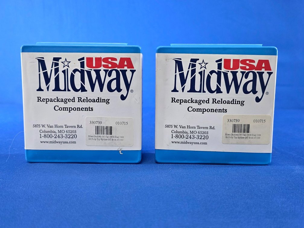 (200) pcs. of MidwayUSA 30 Cal 168 Gr Reloading Bullets