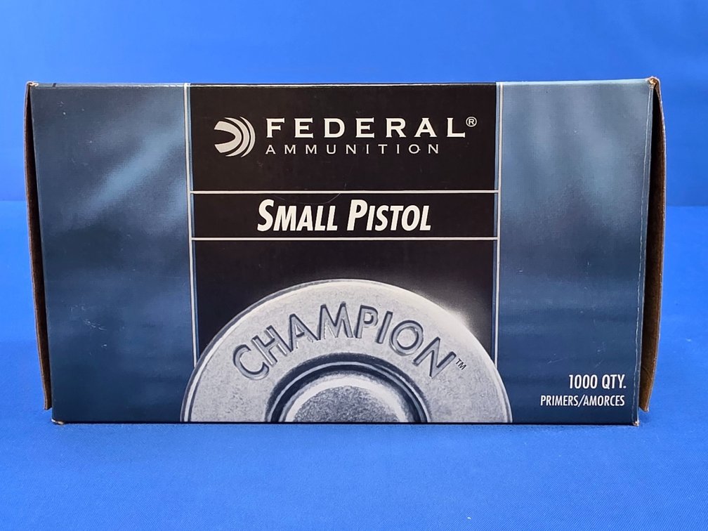 (800) Federal Champion No. 100 Small Pistol Primers (LPO)