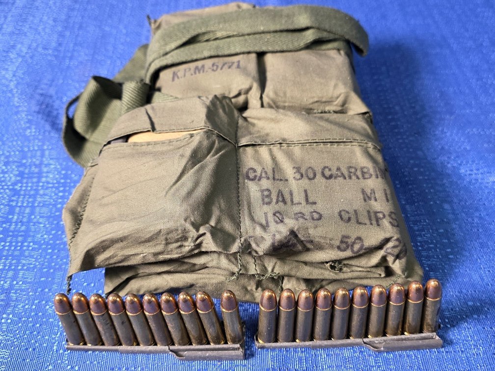 (240) rnds. of .30 Carbine Ball M1 Ammunition in Stripper Clips & Bandoleers