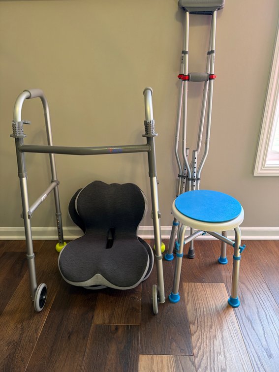 Walker, Pair of Crutches, Shower Stool & More (LPO)