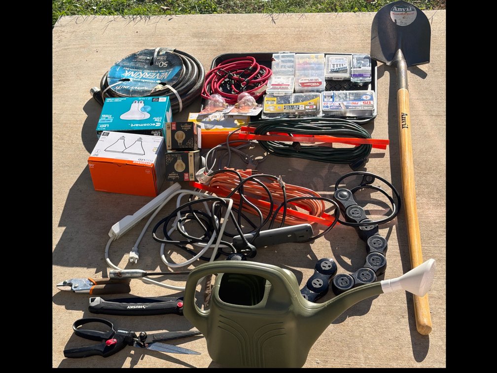 Garden Hose, Shovel, Hand Tools, Extension Cords, & More (LPO)