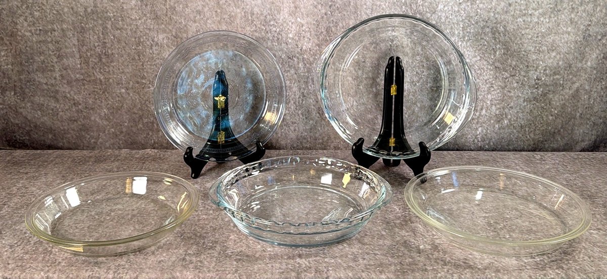 (5) Clear Glass Pie Baking Dishes