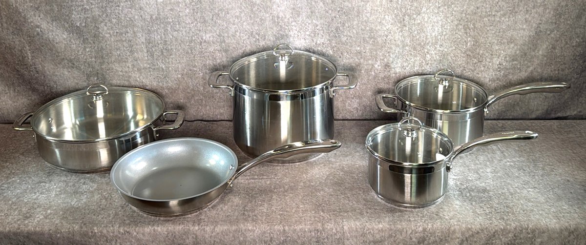 (5) Pieces Chantal Stainless Steel Cookware w/(4)Lids