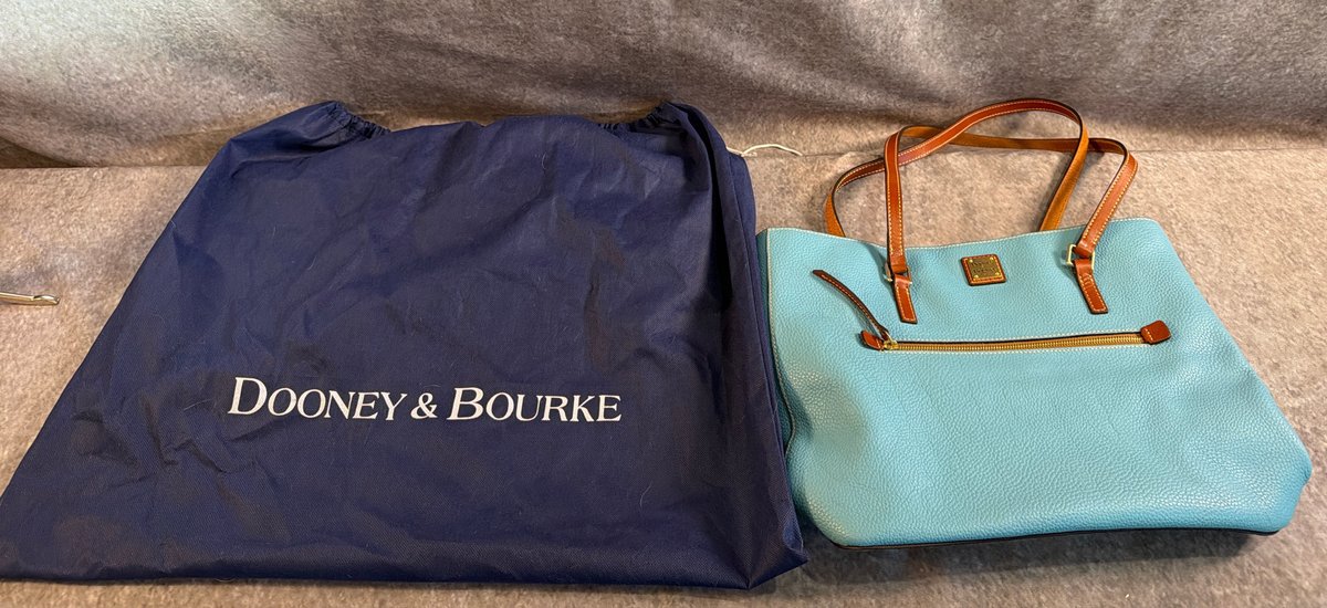 Light Blue Pebbled Leather Tote marked Dooney & Bourke
