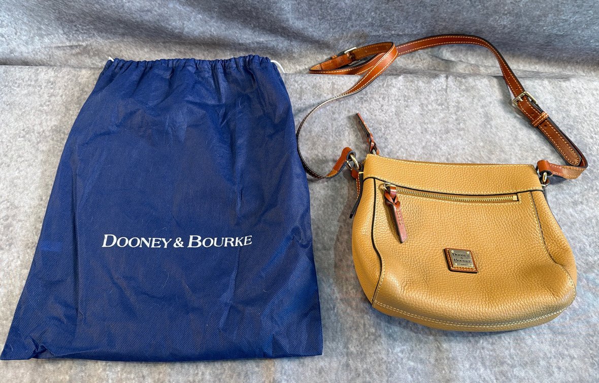Tan Pebbled Leather Crossbody Bag Marked Dooney & Bourke