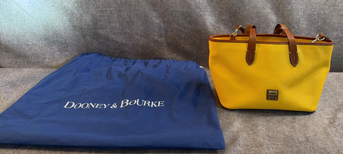 Yellow Pebbled Leather Tote Marked Dooney & Bourke