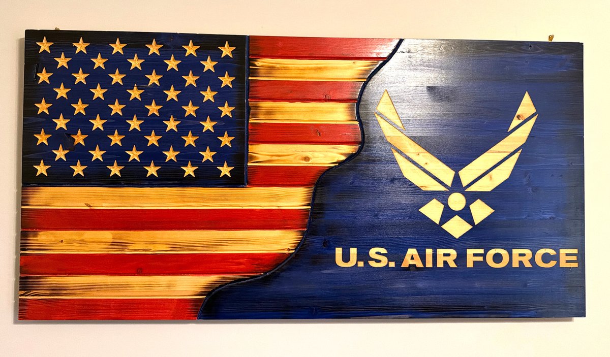 Carved Wood U.S. Air Force American Flag Wall Plaque