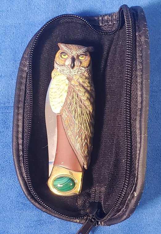 Franklin Mint Owl Collector Knife w/Case