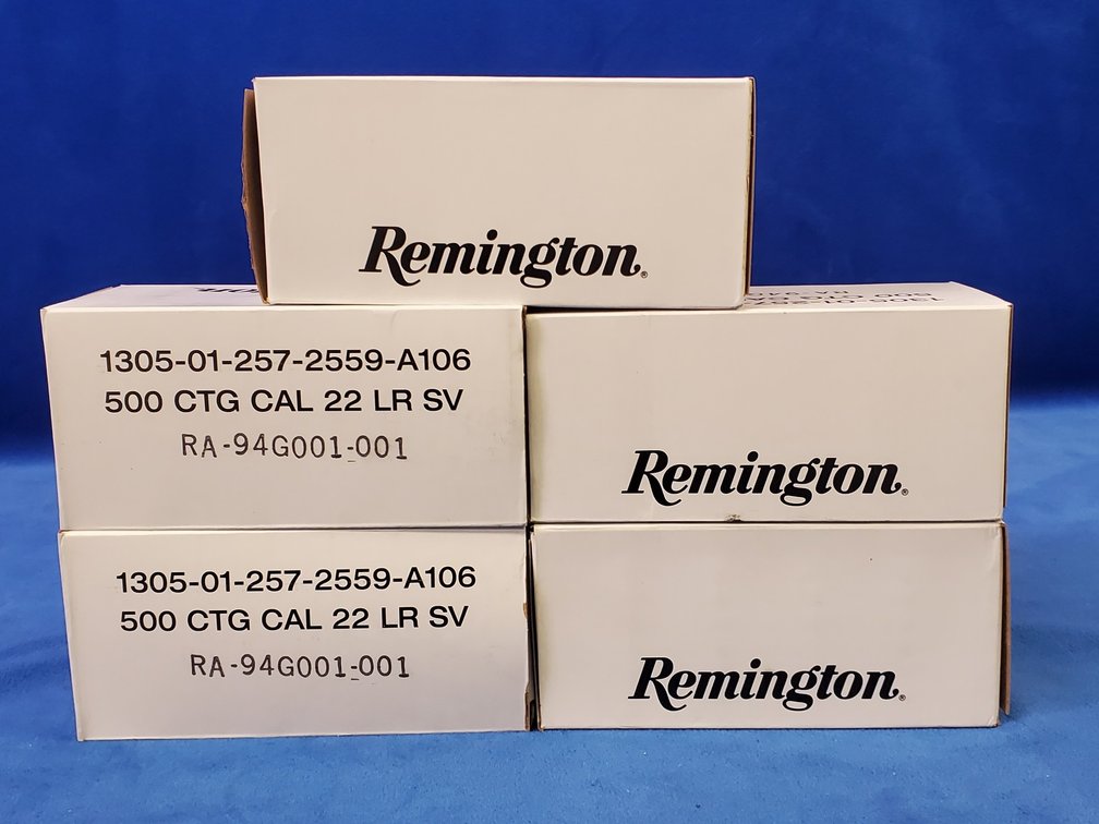 (5) Boxes Remington 22 Cal LR SV