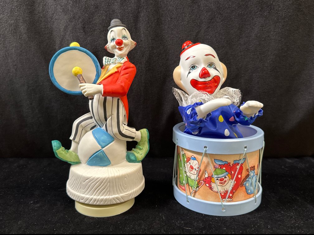 (2) Clown Music Boxes 