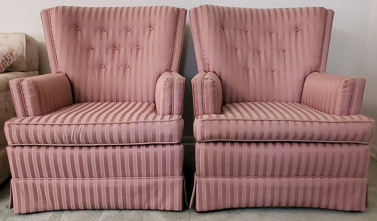 Pair of Vintage Striped Arm Chairs  (LPO)
