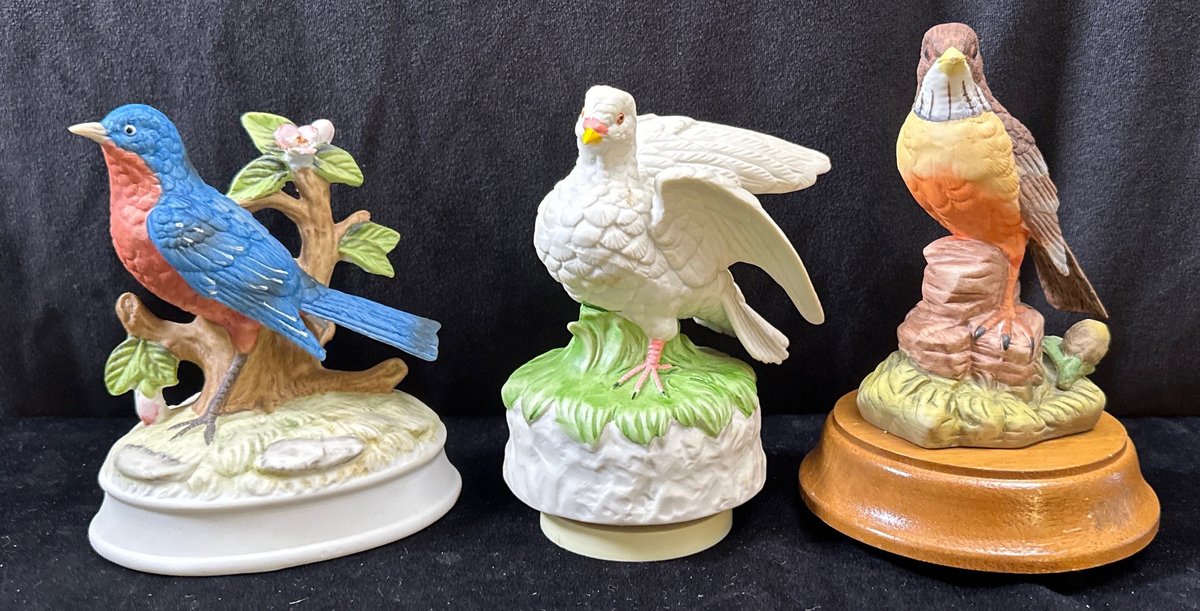(3) Bird Music Boxes