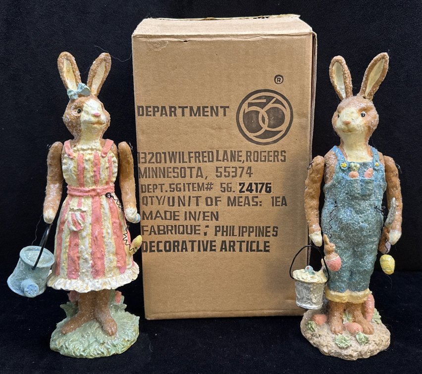 (2) Dept. 56 Rabbit Figurines (LPO)
