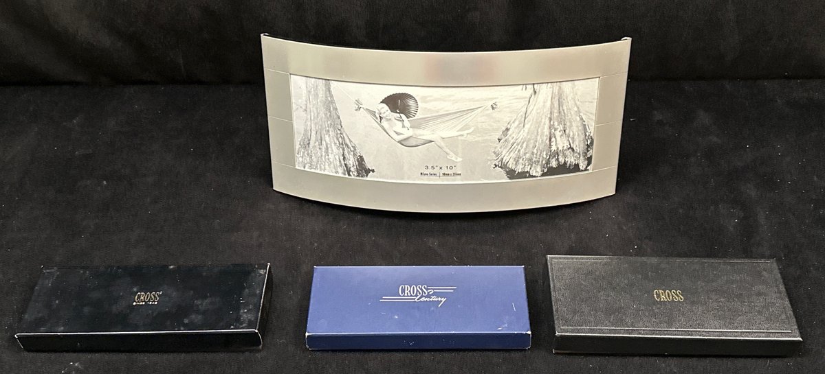 (3) Cross Pens & Milano Silver Plated Frame  10" W x 3 1/2" H
