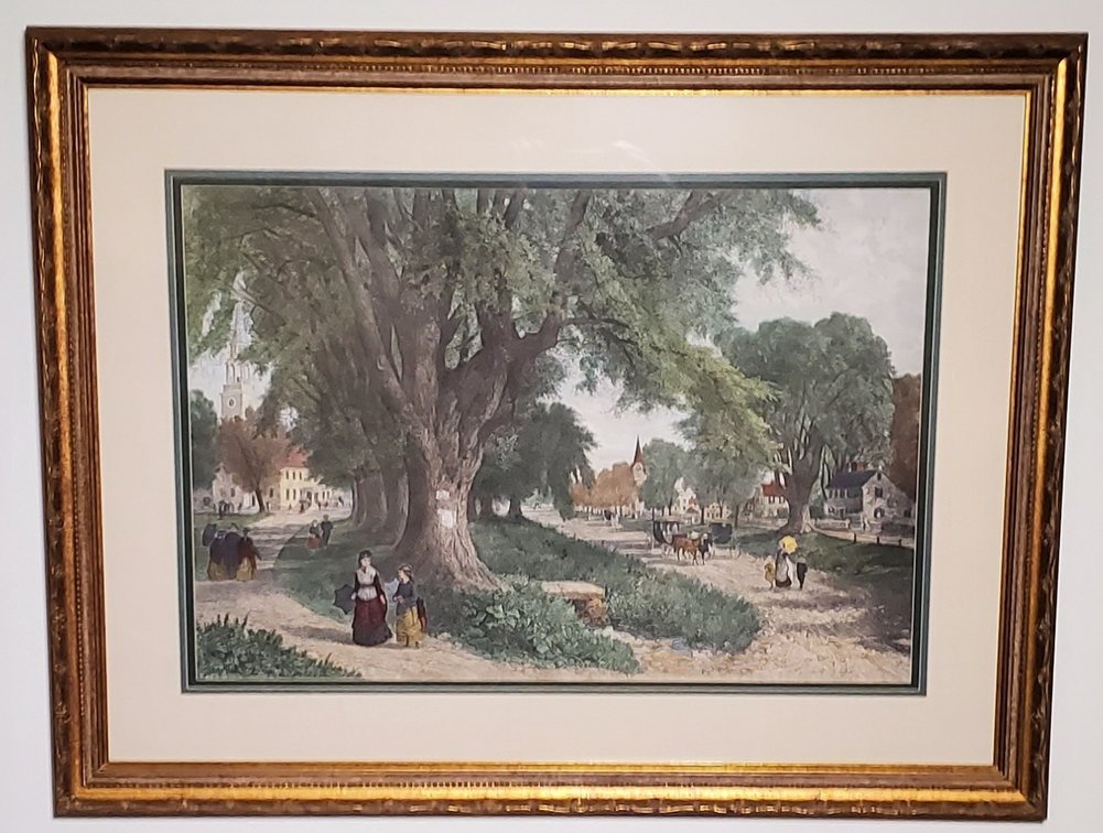 "The Village Elms" by Albert Fitch Bellows Print in Gold Frame (LPO)