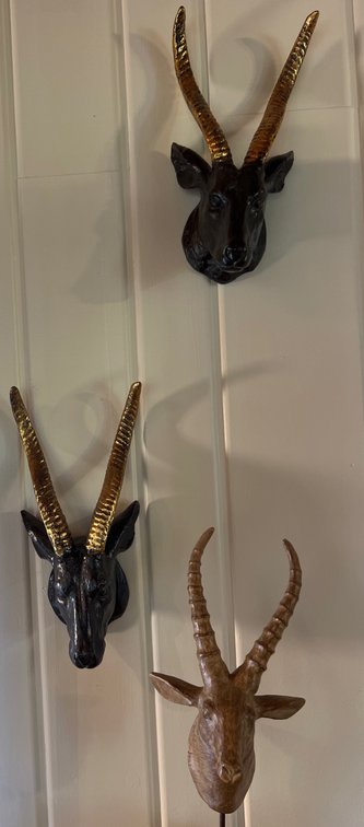 Pair of Decorative Ibex/Antelope Wall Decor Plus (1) Tabletop Ibex (LPO)
