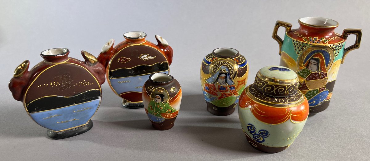 Assorted Hand-painted Japanese Vases & Mini Ginger Jars