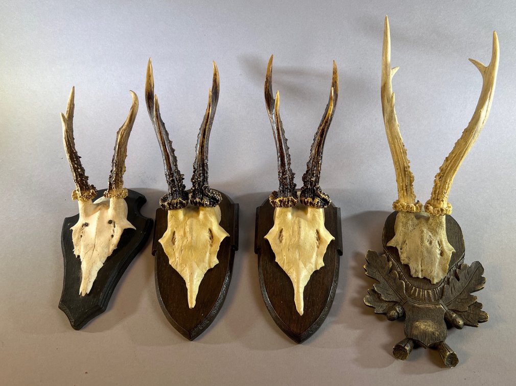 (4) Rosin Bavarian-style Decorative Hunting Trophies/Wall Plaques (LPO)