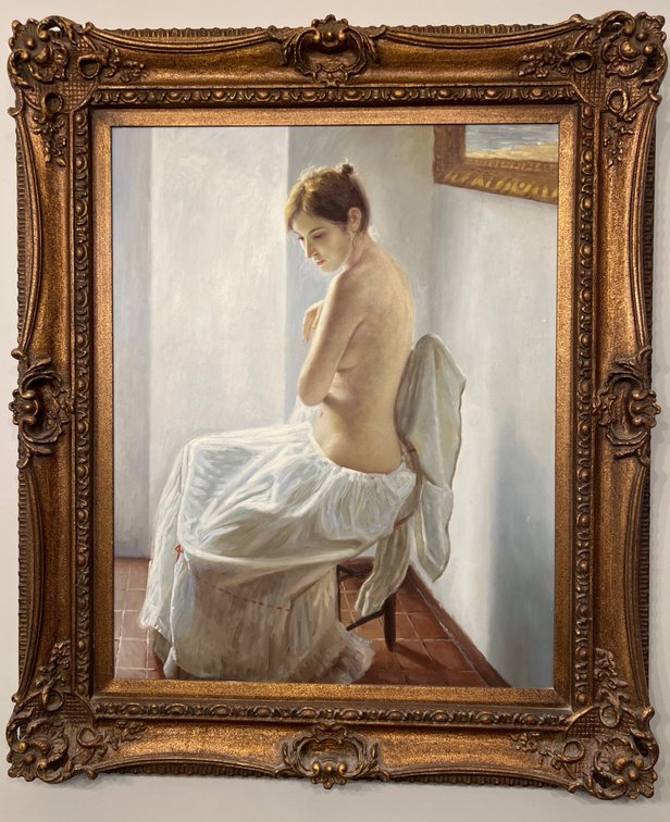 Boudoir Painting of Woman in Ornate Frame (LPO)