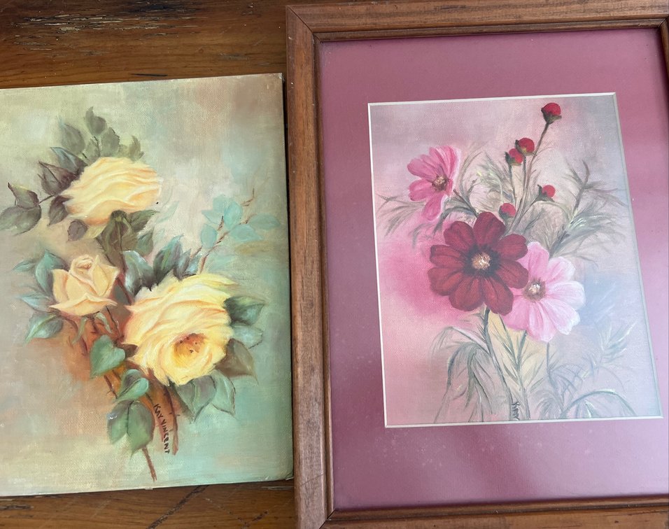 (2) Original Floral Paintings by Kay Vincent (Kay Kelly)