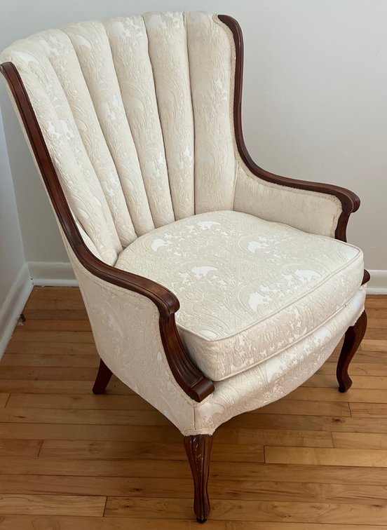 Shell Back Upholstered Chair with Wood Trim (LPO)