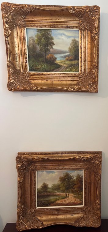 Pair of Landscape Paintings in Ornate Frames (LPO)