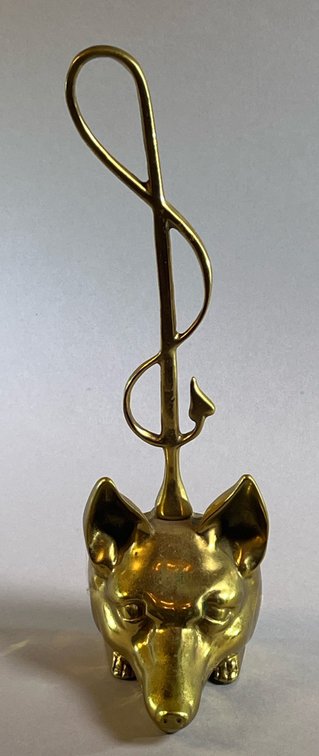 Brass Fox Door Stop with Riding Crop Handle