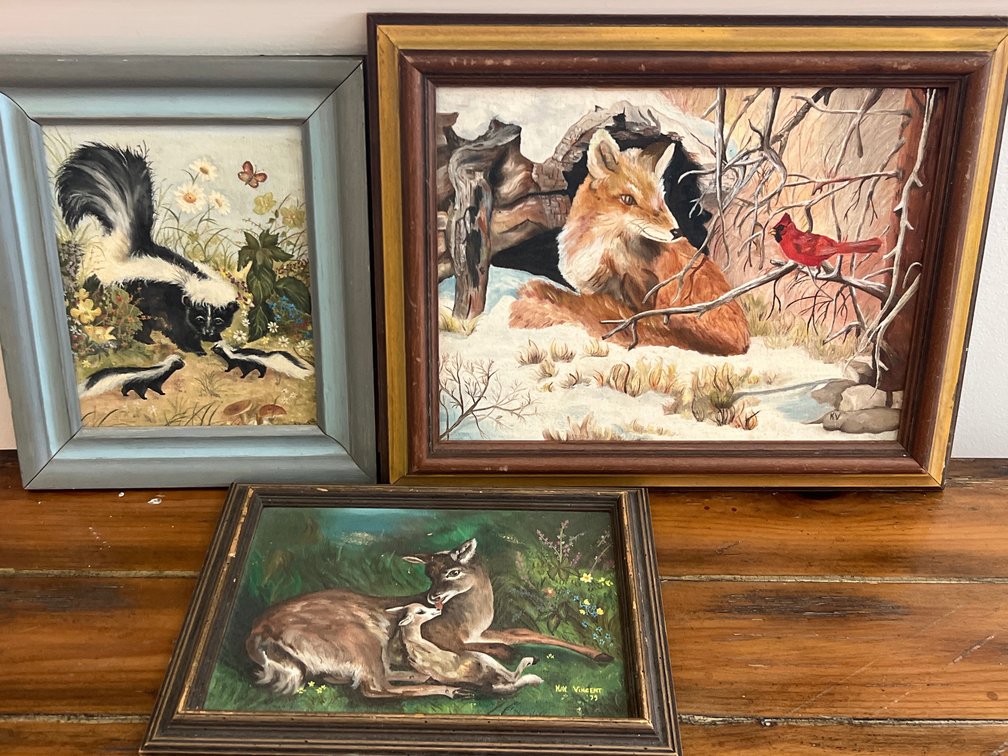 (3) Original Wildlife Paintings by Kay Vincent (Kay Kelly)