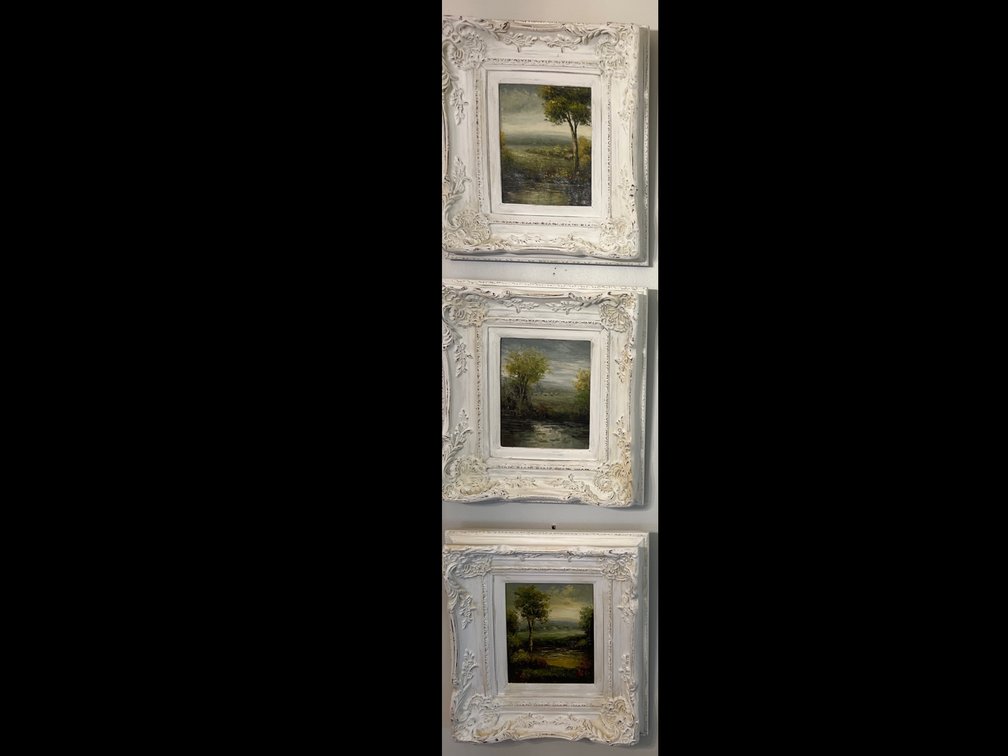 Set of (3) Landscape Paintings in Ornate White Frames (LPO)