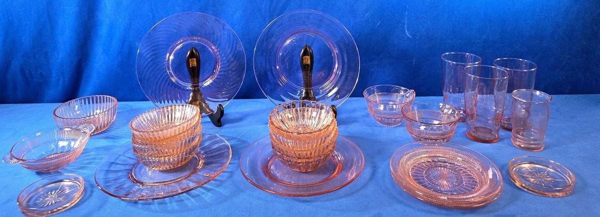 (24) Pieces Pink Depression Glass