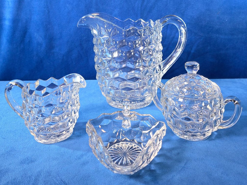 Fostoria Pitcher, Creamer and Sugar & More (LPO)
