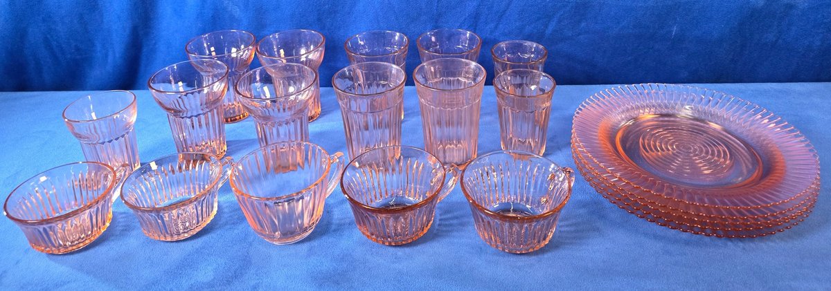 (21) Pieces Pink Depression Glass