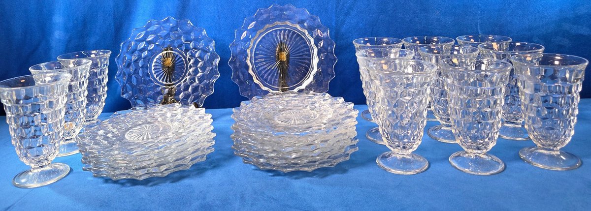 (12) Fostoria Salad Plates ( (12) Water Glasses 