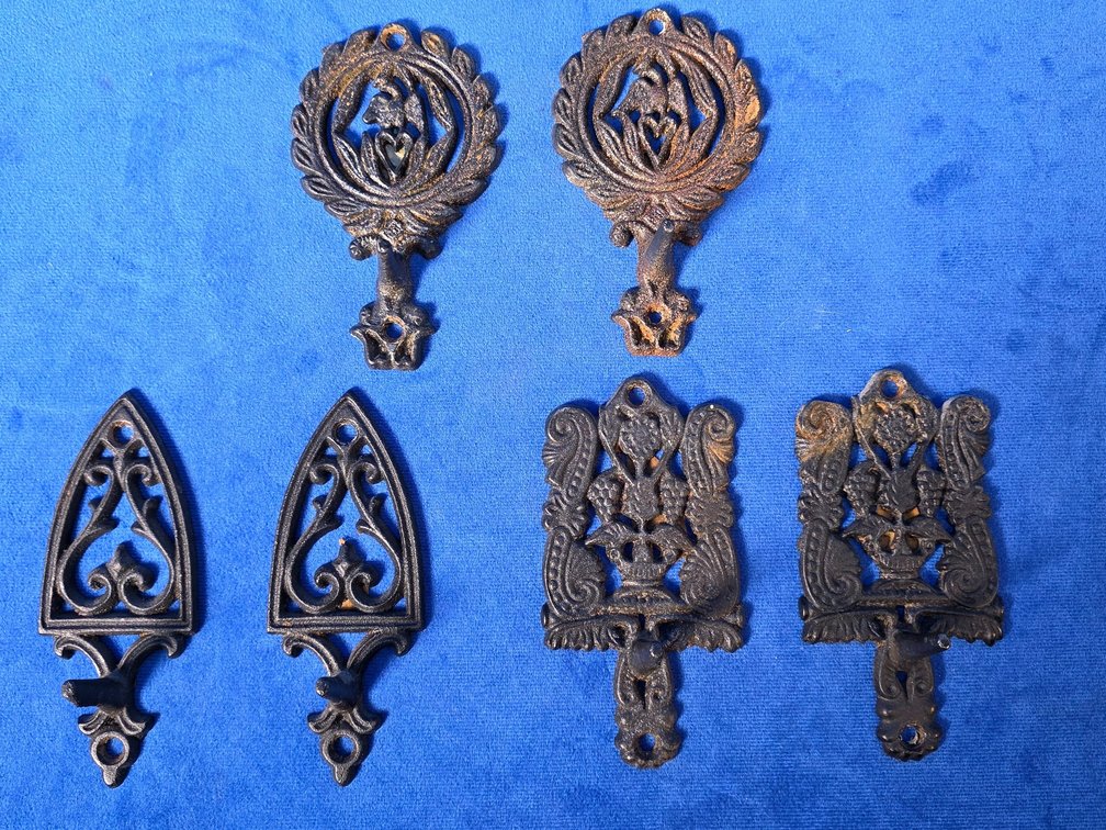 (6) Cast Iron Coat Hooks