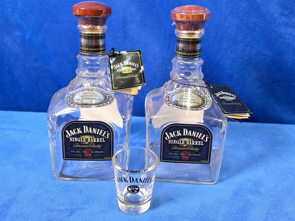 (2) Jack Daniel's Single Barrel Bottles & Shot Glass
