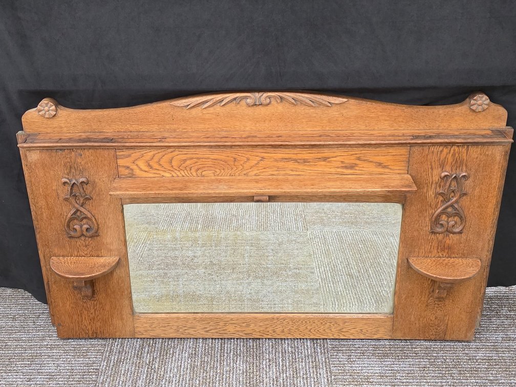 Vintage Oak Mantle Mirror (LPO)
