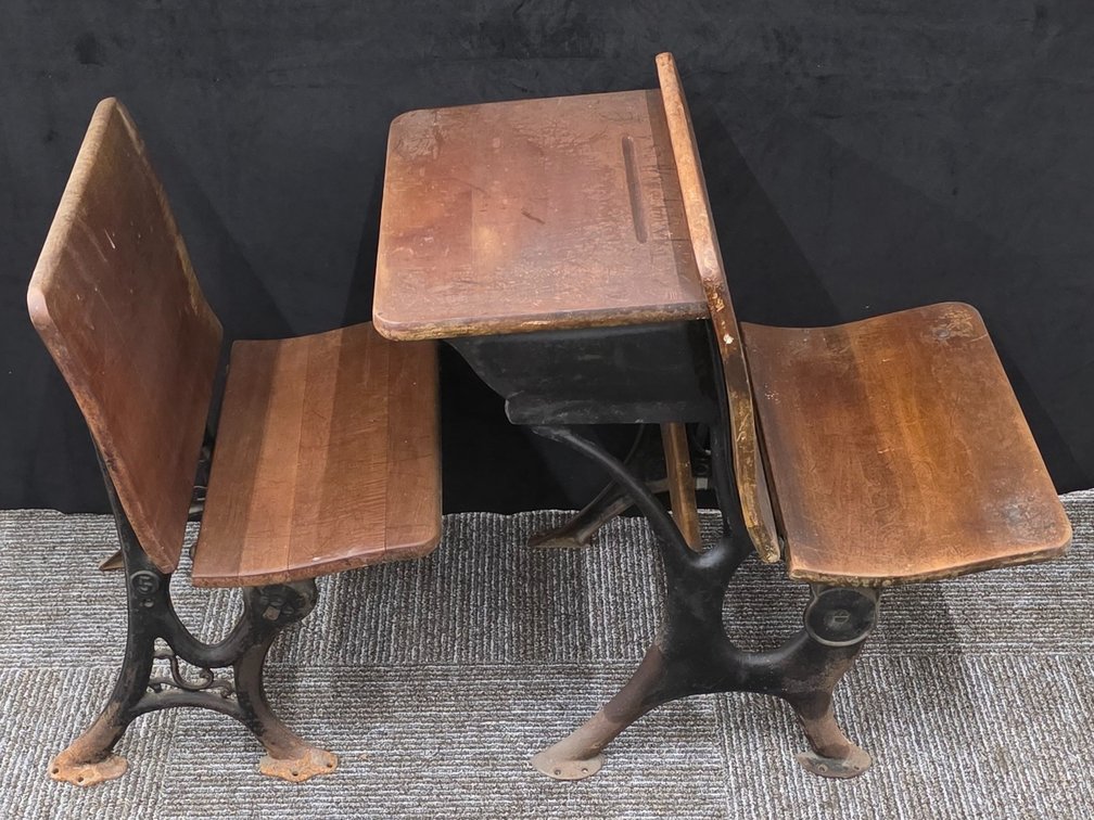 Antique Cast Iron & Wood School Desk (LPO)