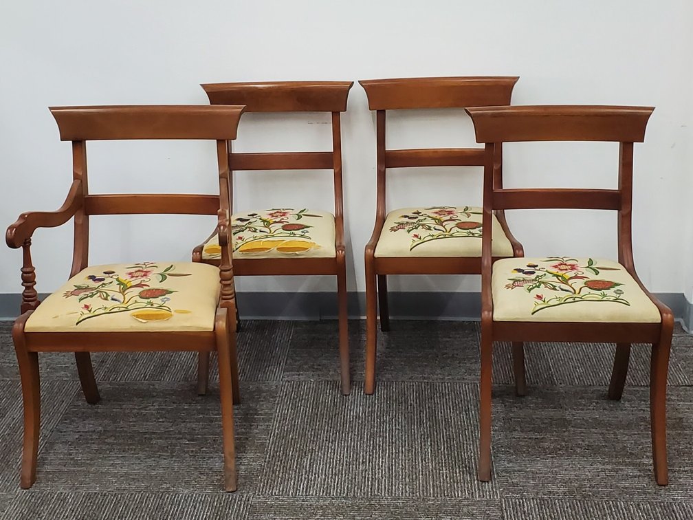 (4) Vintage Chairs w/Embroidered Seats (LPO)